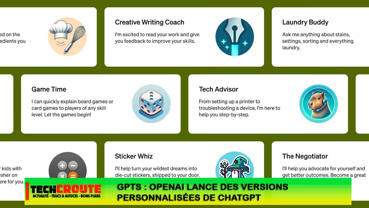 GPTs OpenAI lance des versions personnalisées de ChatGPT TechCroute