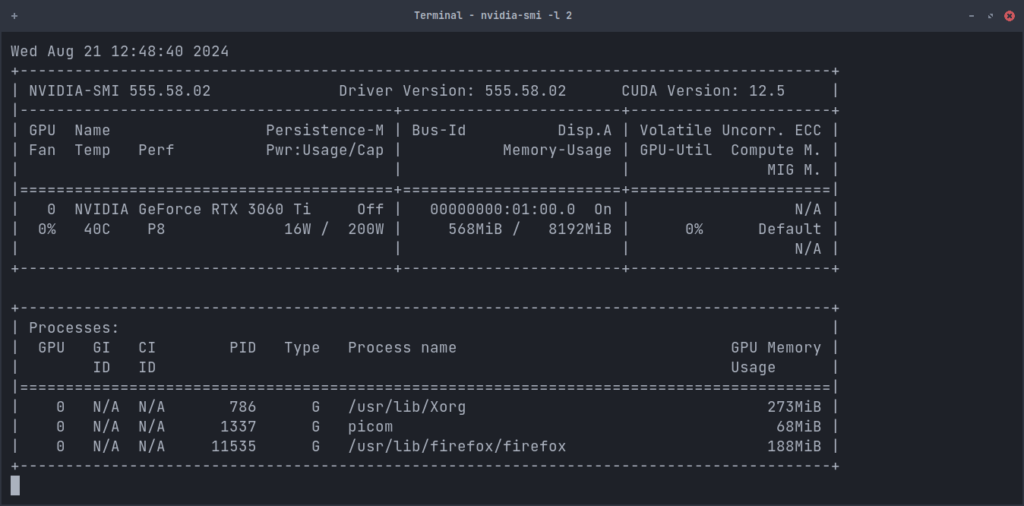 Pour les GPU NVIDIA : nvidia-smi