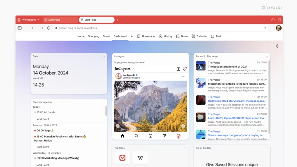 Dashboard vivaldi 7.0