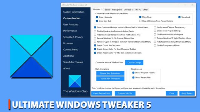 ultimate windows-tweaker pour Windows 11